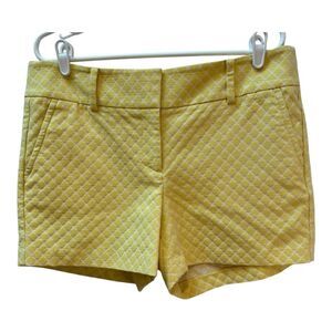Ann Taylor Yellow Diamond Quilted‎ Pattern Tailored Shorts Women's Size 12